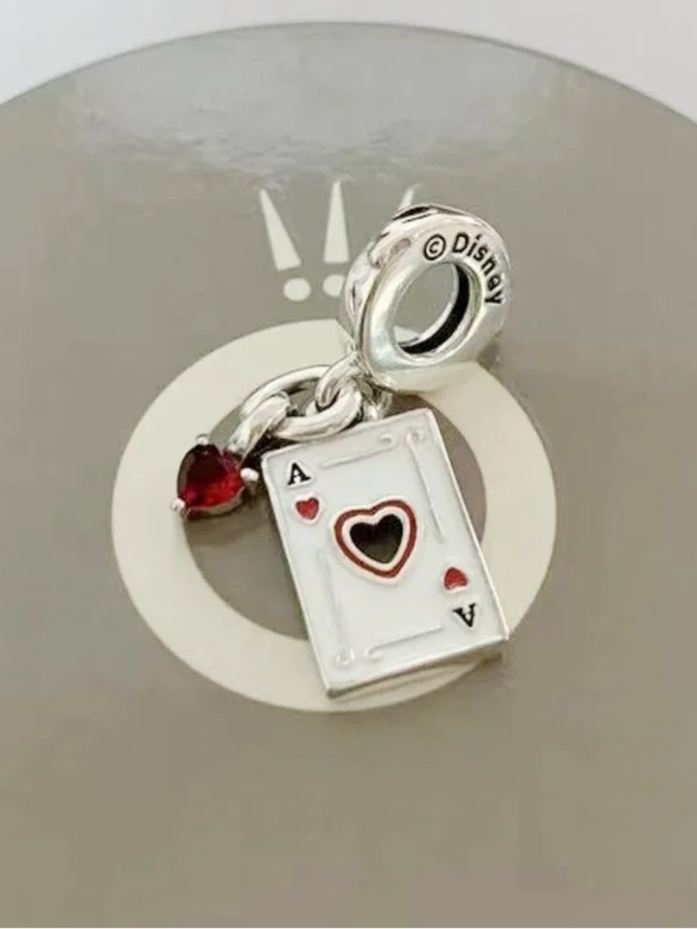 Pandora Silver Ace of Hearts Card Charm with Red Crystal
